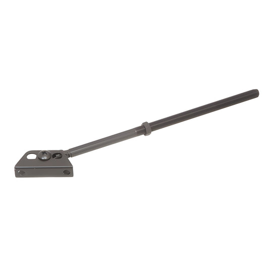 Dark bronze extended arm rod for surface-mounted door closers, extruded aluminum, extends reach up to 6" - SKU DCAXTBRZ