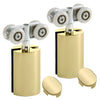 HYDK84BR polished brass top-rolling frameless 84 in sliding shower door kit with clear glass and bench
