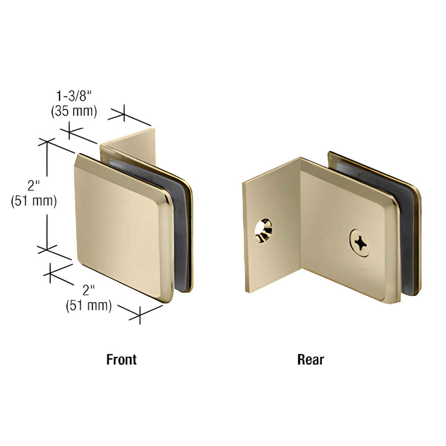 CRL BGC037BBRZ beveled solid brass corner clamp, brushed bronze finish for 3/8"-1/2" tempered glass panels