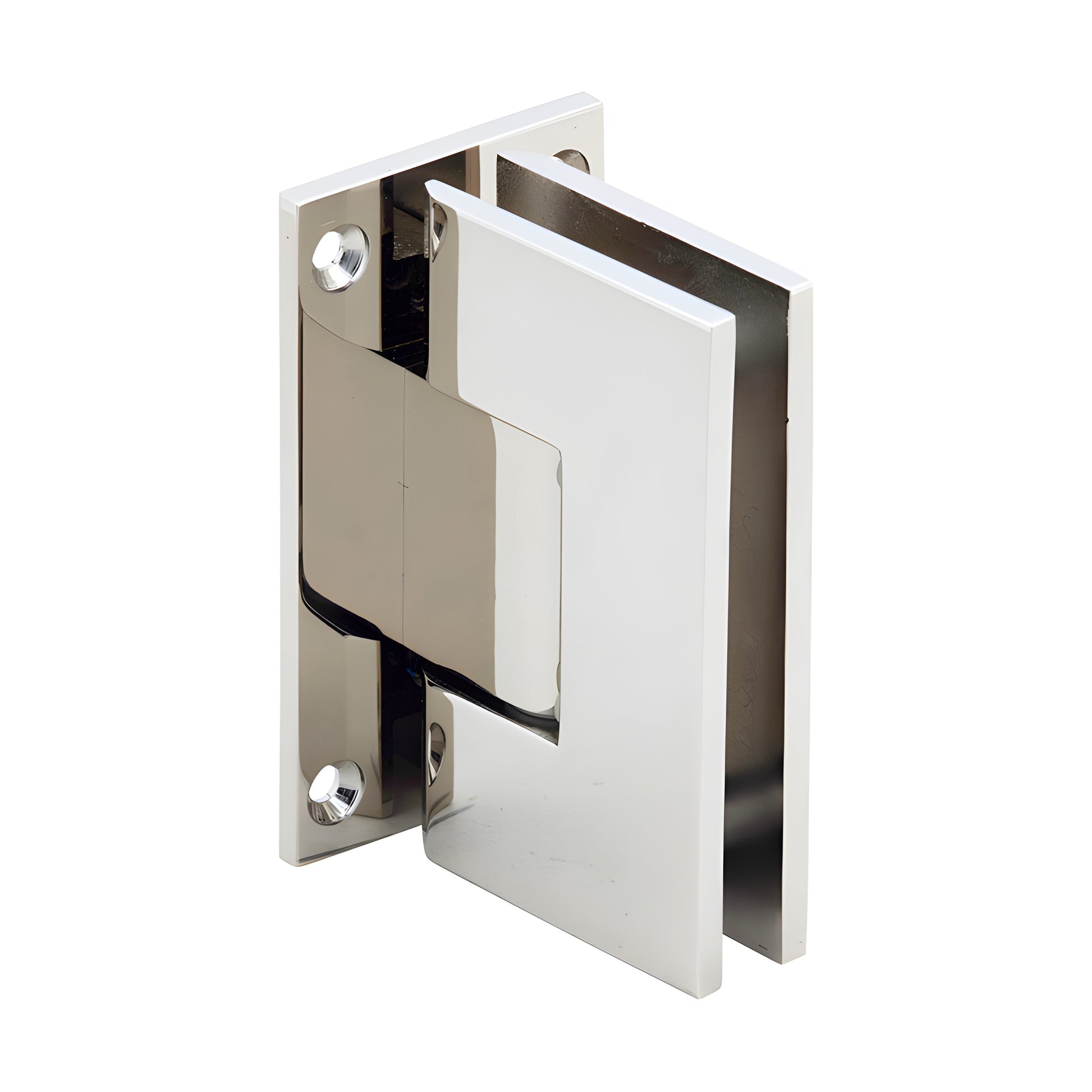 Polished nickel solid brass Vienna shower door hinge, self-centering, full back plate (SKU V1E037PN)