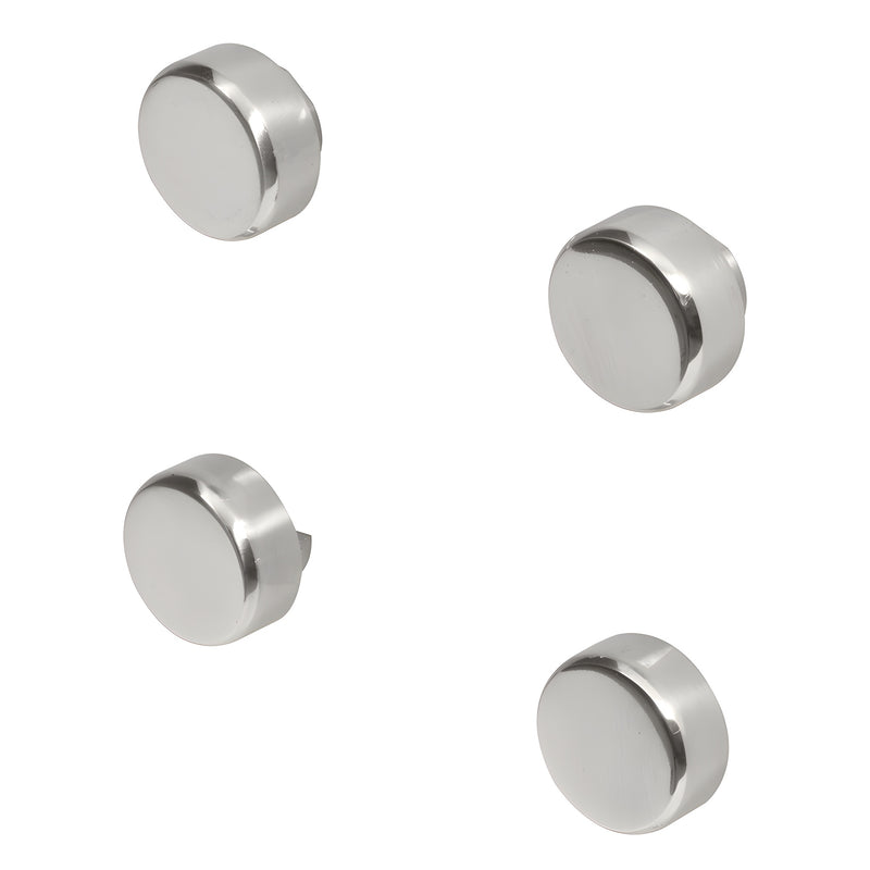 Set of four chrome round mirror clips (SKU MC02CH) for 1/4" (6 mm) glass with concealed-screw caps