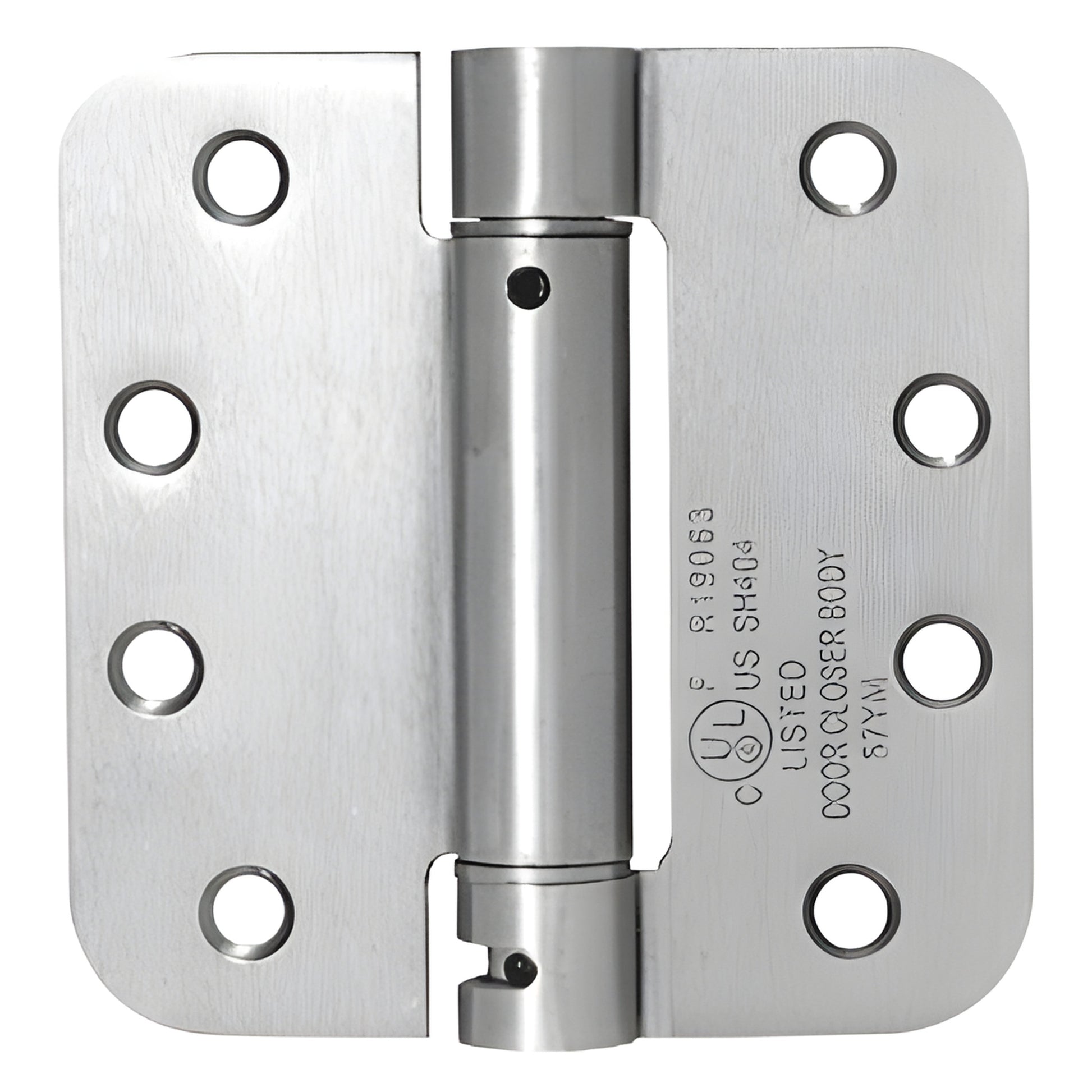 Dull chrome 4x4 heavy-duty spring hinge with 5/8" radius corners, self-closing, SKU S4826D