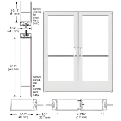 CRL-U.S. Aluminum White KYNAR® Paint Custom Pair Series 400 Medium Stile Offset Pivot Entrance Doors for Overhead Concealed Door Closers