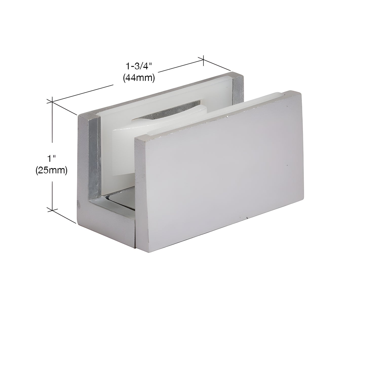 CRL2940 satin anodized bottom guide for sliding glass doors, adjustable nylon insert for 8-12mm (5/16-1/2") glass.