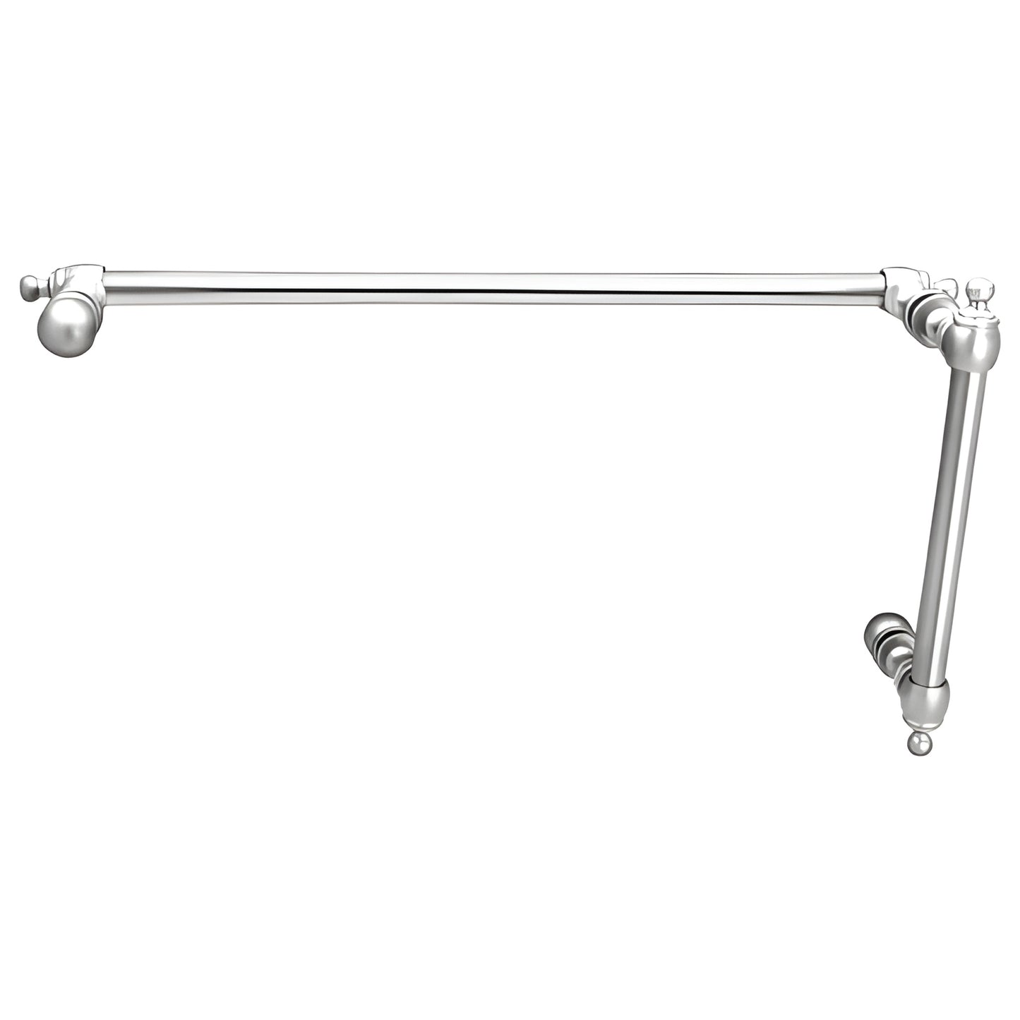 Polished chrome Colonial-style 18-inch tubular brass towel bar with matching pull handle (SKU C0L6X18CH)