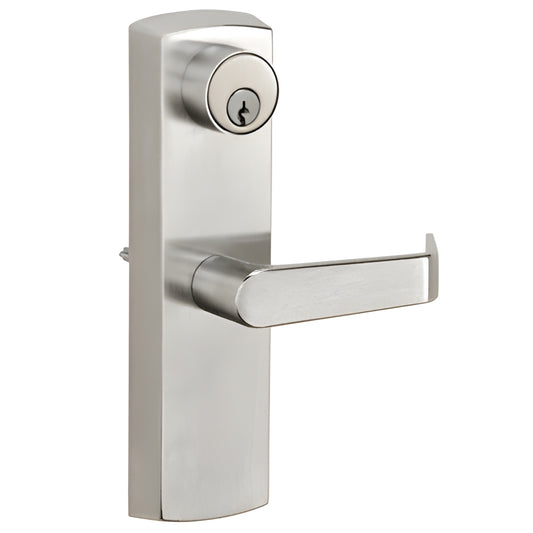 CRL DL51ESCSC satin chrome reversible clutch lever trim with KD mortise cylinder escutcheon