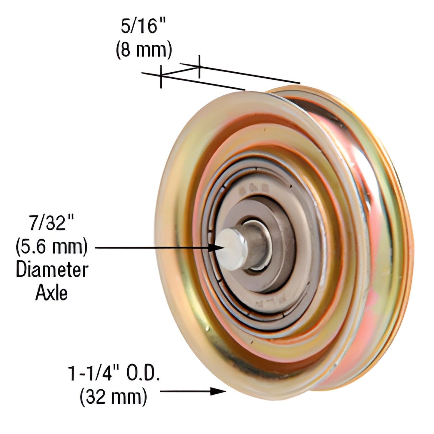 CRL D1765 steel concave ball-bearing replacement roller, 1-1/4" OD, 5/16" wide, 7/32" built-in axle (pack of 2)