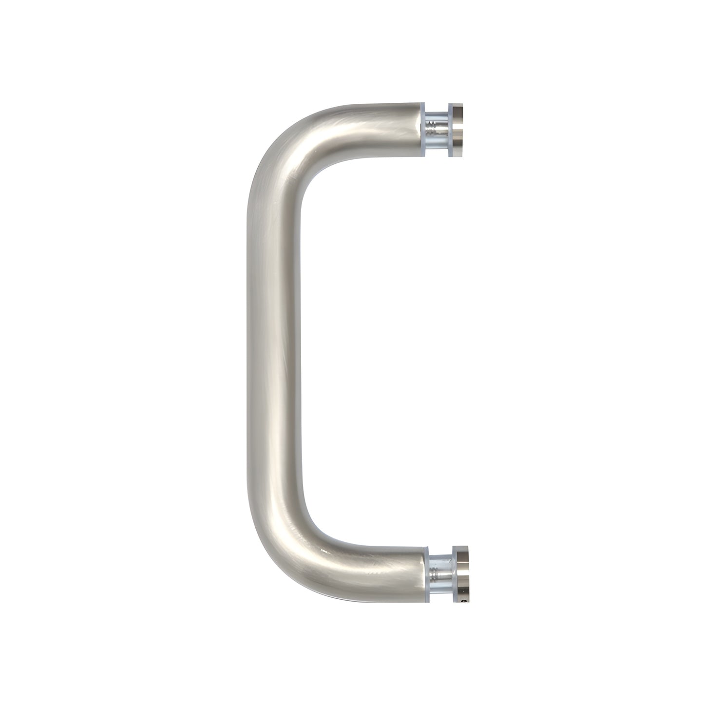 Brushed nickel solid brass U-shaped shower door pull, 3/4" dia, fits 1/4-1/2" glass - SKU BPS6BN
