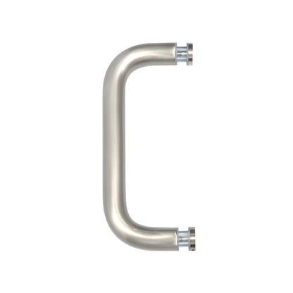 Brushed nickel solid brass U-shaped shower door pull, 3/4" dia, fits 1/4-1/2" glass - SKU BPS6BN