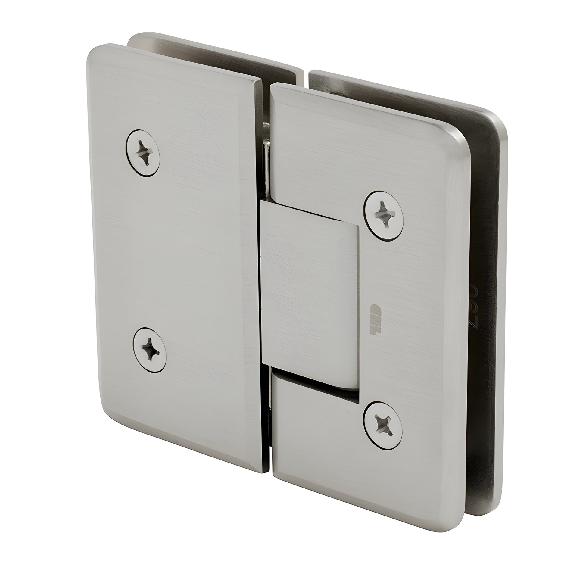 Brushed-nickel solid brass Cologne shower hinge, glass-to-glass positive-close for 10-12mm glass - SKU C0L780BN