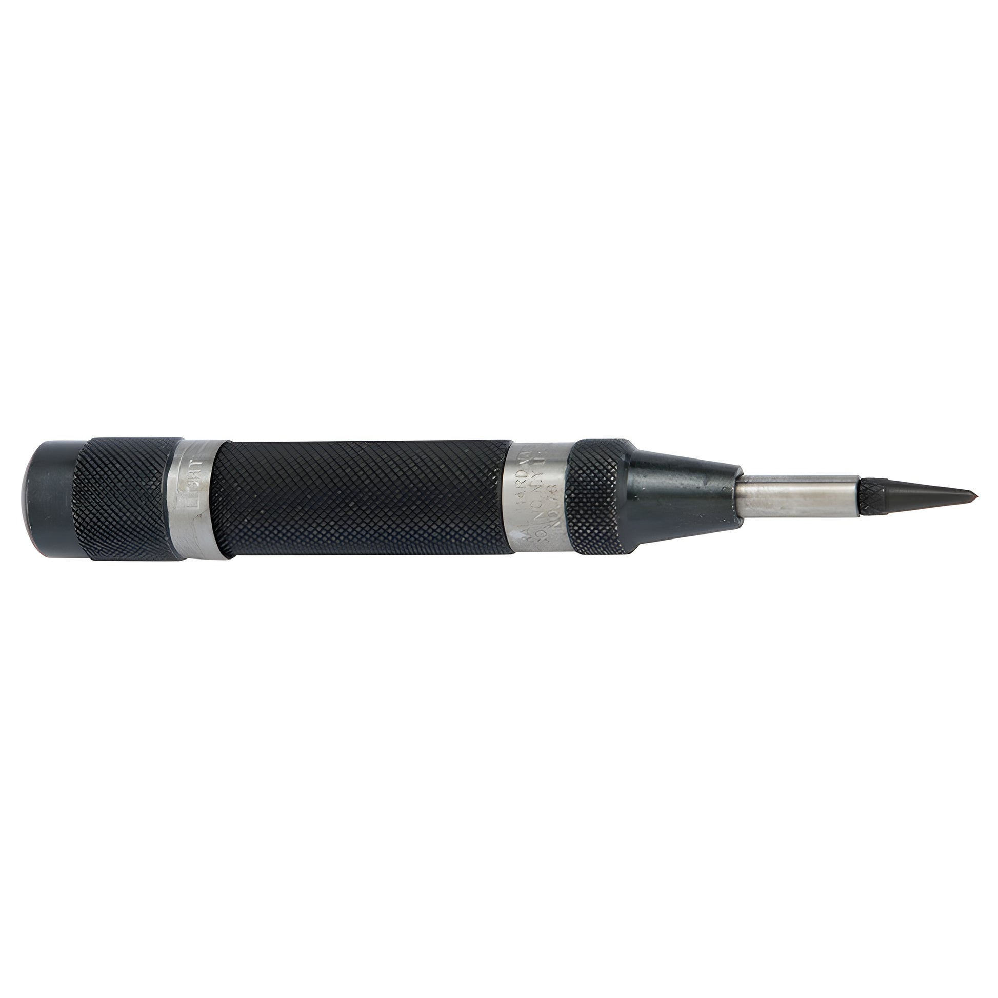 CRL G78 automatic center punch, knurled steel body with hardened 5/8 in (16 mm) steel point, adjustable spring tension