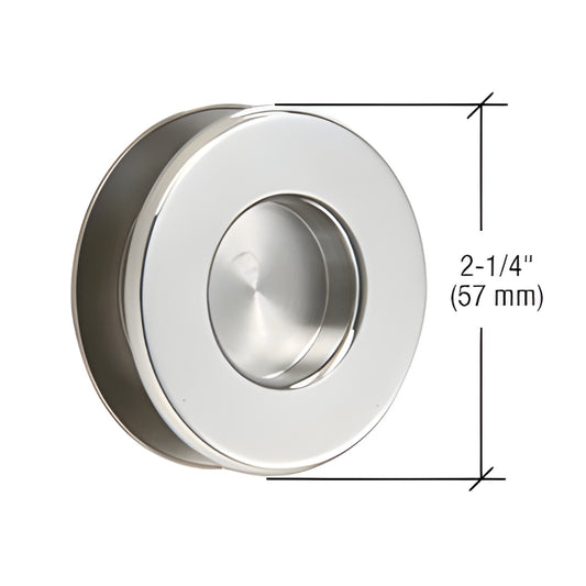Polished stainless steel recessed thru-glass pull handle 2-1/4" (SKU 1819PS) for 3/8-7/16" glass