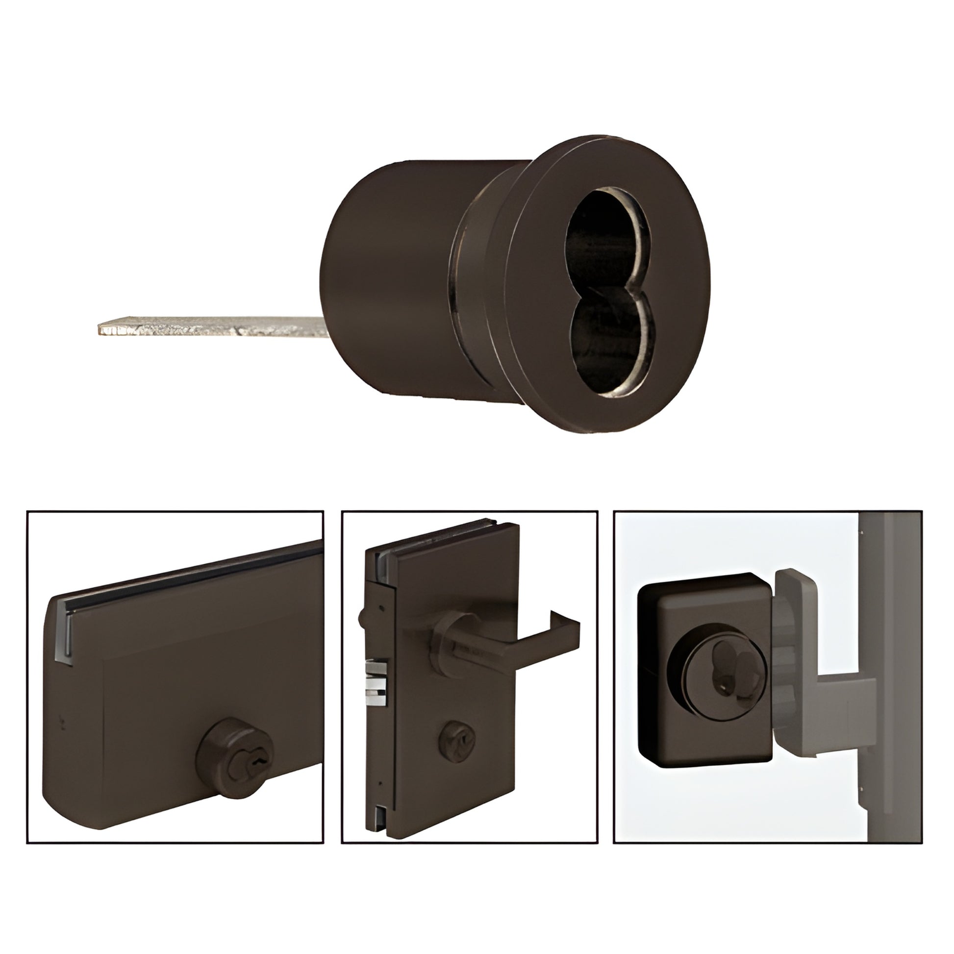 Dark bronze brass mortise housing for 7 pin SFIC core, with cams; SKU 2CHDU.