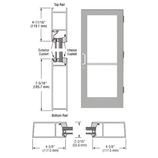 Clear anodized CRL StormFront hurricane-impact entrance door (SKU SF61511) with 1-5/16 impact glazing.