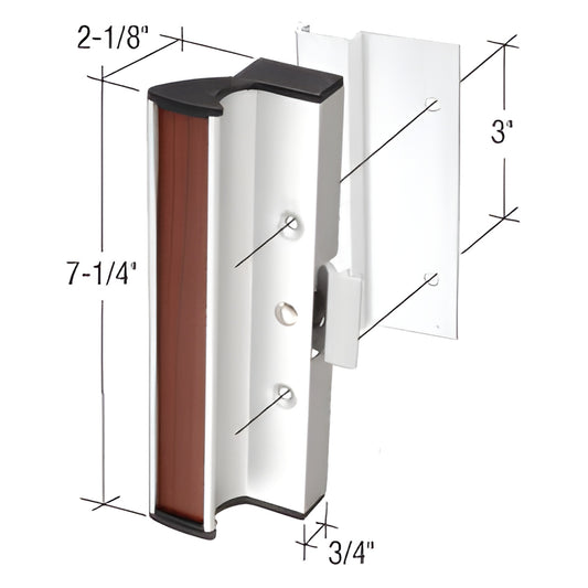 CRL C1055 aluminum clamp-latch handle set, 7-1/4" long, brown grip with black end caps, 3" mounting hole spacing
