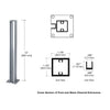 Satin anodized aluminum 12" square partition post (D990A12E) with U-channel glazing for 1/4" glass.