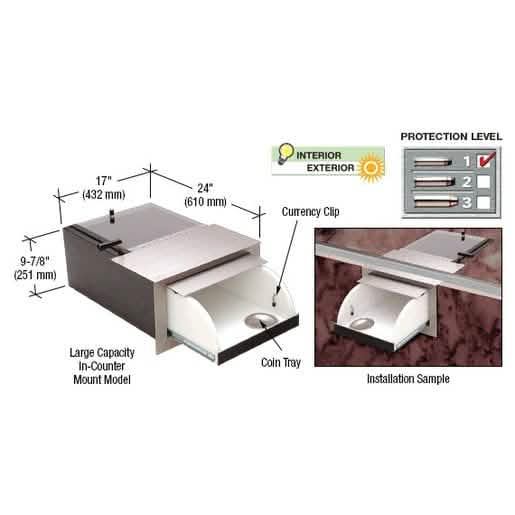 CRL Large Capacity Counter Mounted Transaction Drawer for secure transactions.