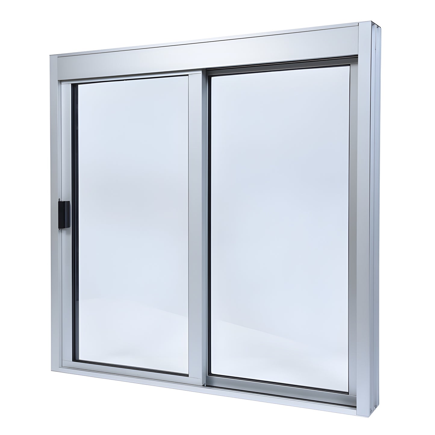 DW3636X0GA satin anodized aluminum 36x36 XO sliding service window, factory glazed 1/4" tempered glass, self-latching
