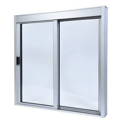 DW3636X0GA satin anodized aluminum 36x36 XO sliding service window, factory glazed 1/4" tempered glass, self-latching