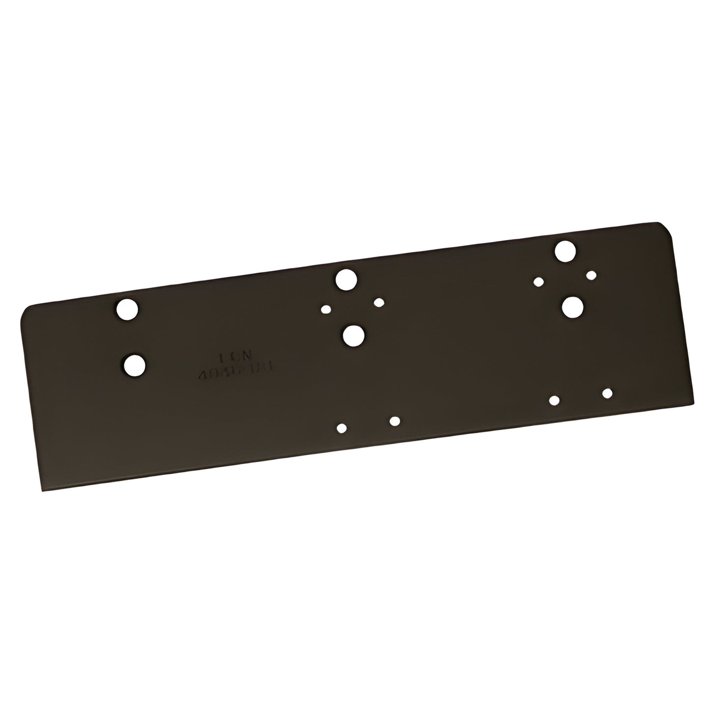 LCN 404018GDU dark bronze drop plate for top-jamb door closer, flush-ceiling mounting with multiple mounting holes.