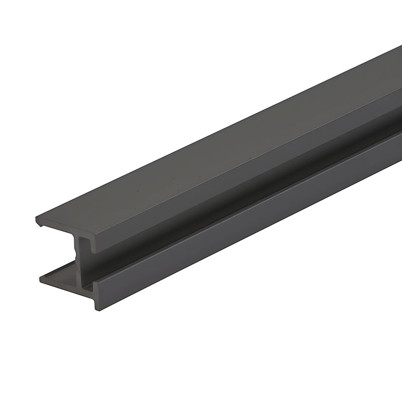 Matte black Fallbrook XL NY adaptor profile, 3 m (118 in) length, SKU FXNYF6MBL - fits 8-12 mm glass.