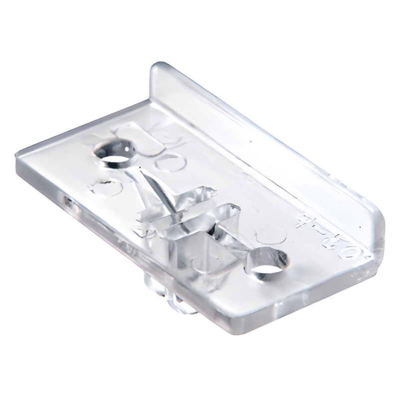 KV103P clear acrylic front rest for 180 Series shelf brackets, low-profile rectangular shelf guard.