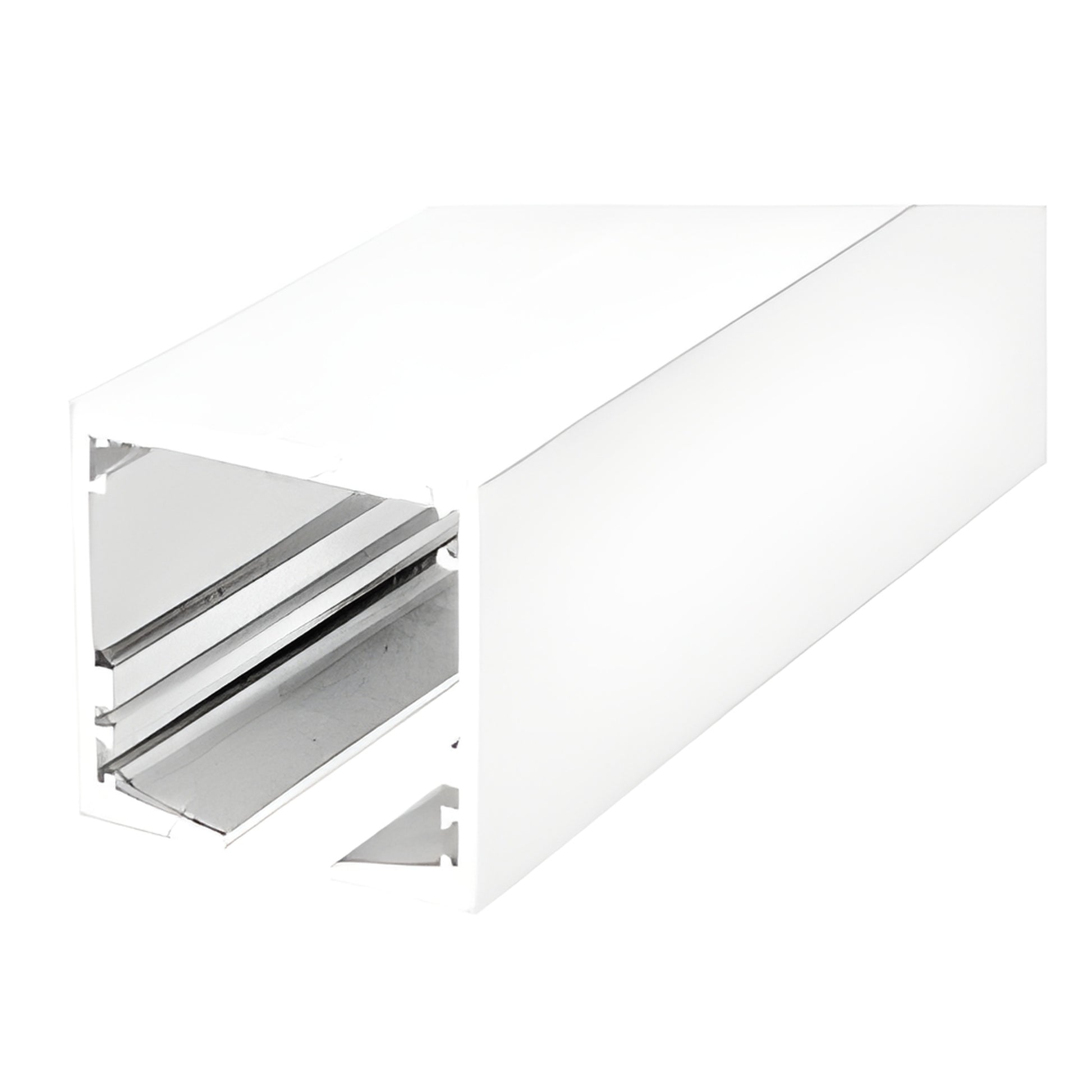 S906W gloss white aluminum overhead track splice for stacking partitions, heavy duty 6063 T6 alloy.