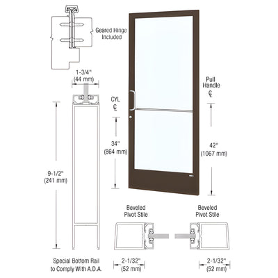CRL-U.S. Aluminum 250 Narrow-Stile Geared Hinge, Black, Surface-Mount