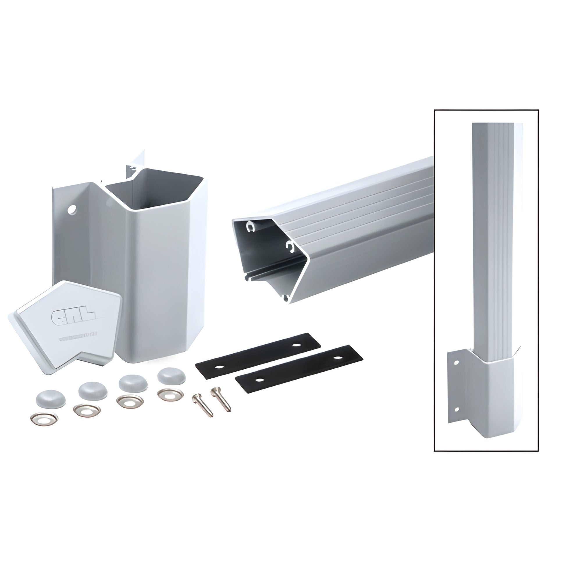 CRL 100 Series 135 outside fascia mount post kit in mill aluminum with cap, bracket and hardware - SKU 1FP536KM