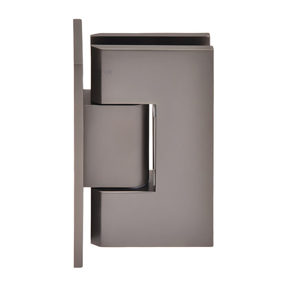 CRL Vienna brass shower door hinge, matte gun metal finish, full back plate, fits 3/8-1/2 glass (SKU V1E037MGM)
