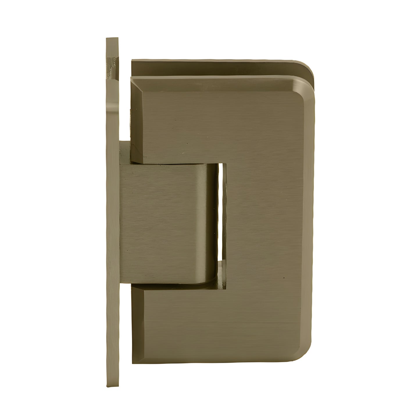 Brushed bronze solid brass shower door hinge SKU C0L037BBRZ, wall-mount H back plate for 3/8-1/2" glass
