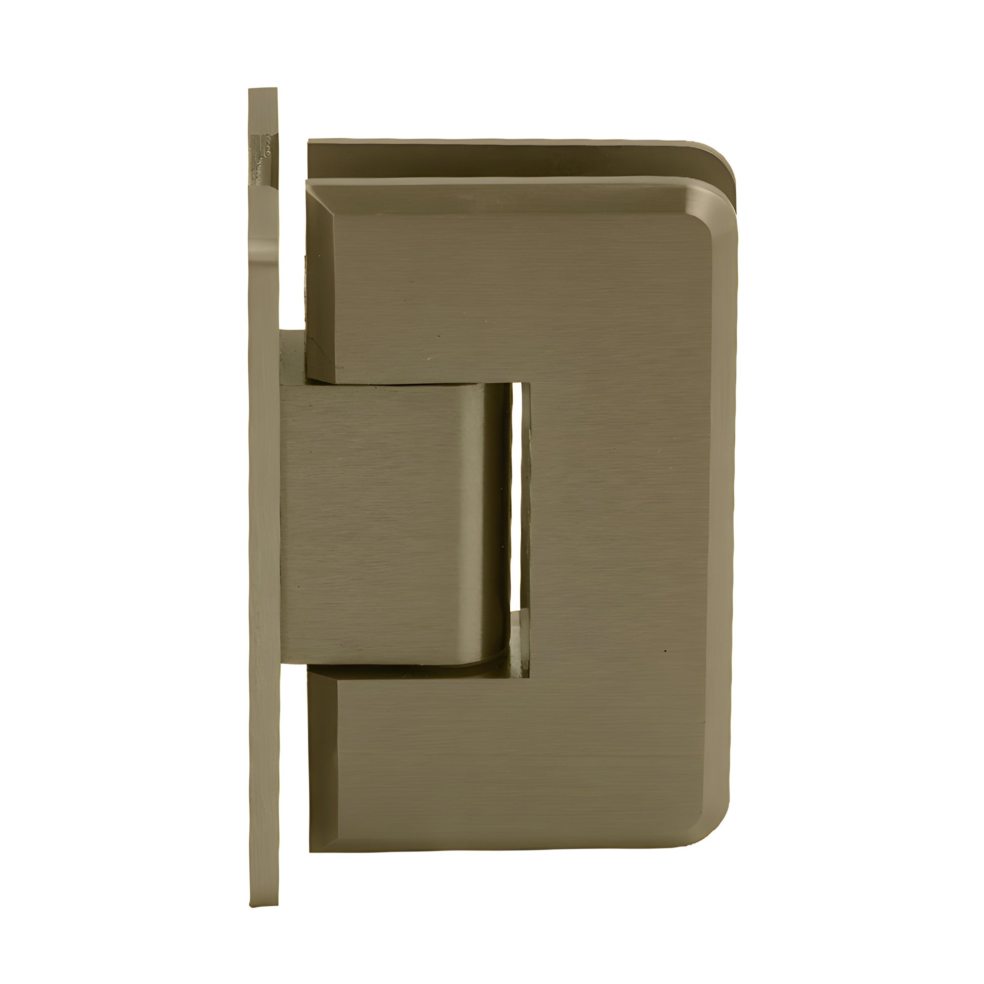 Brushed bronze solid brass shower door hinge SKU C0L037BBRZ, wall-mount H back plate for 3/8-1/2" glass