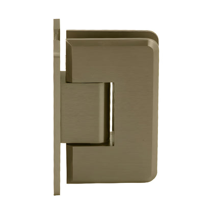 Brushed bronze solid brass shower door hinge SKU C0L037BBRZ, wall-mount H back plate for 3/8-1/2" glass