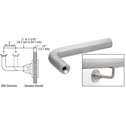 HR2DXBS brushed stainless steel 2in extension arm for HR2D handrail bracket, angled tubular design
