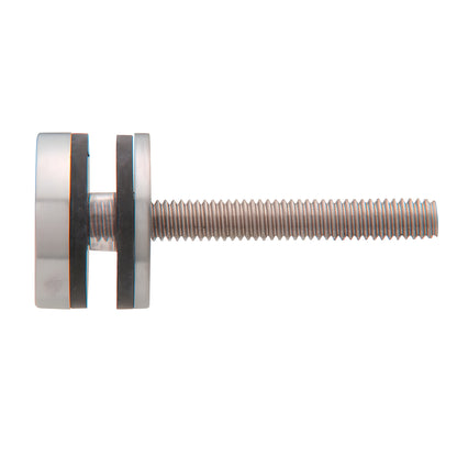 Brushed stainless washer/stud kit SKU F41SKBS - 1-1/4 cap, rubber washers and threaded rod for 1 commercial door pulls