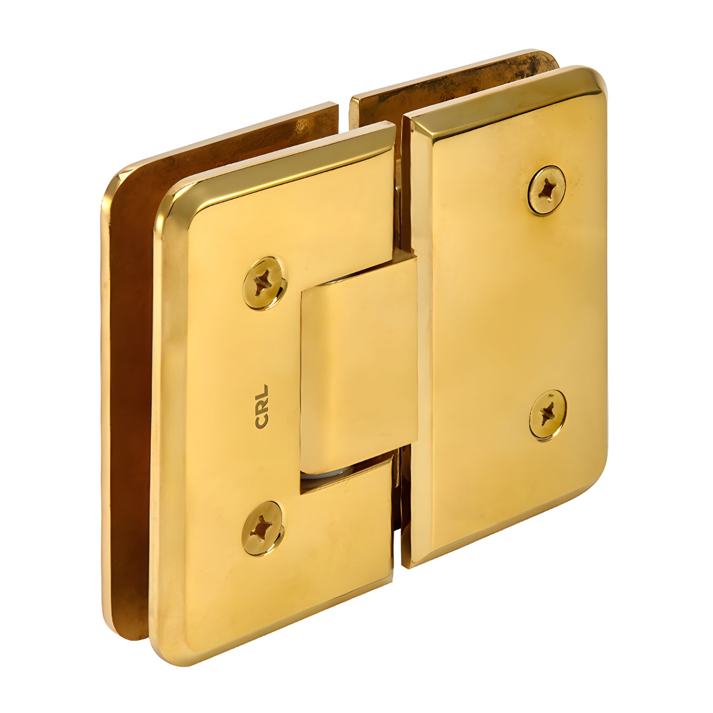 PLY180ULBR unlacquered brass 180 beveled glass-to-glass shower hinge, solid brass, fits 3/8-1/2" tempered glass