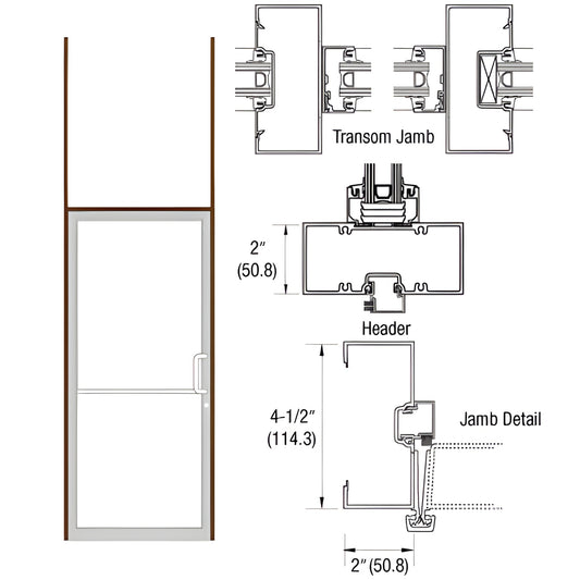 Black bronze anodized aluminum transom frame SKU 0B81522R36 for 36x84 butt-hinge door with threshold