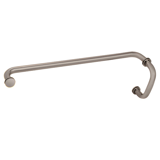 Brushed nickel BM6X22BN glass shower pull handle with 6 in pull and 22 in towel bar, brass tubular design