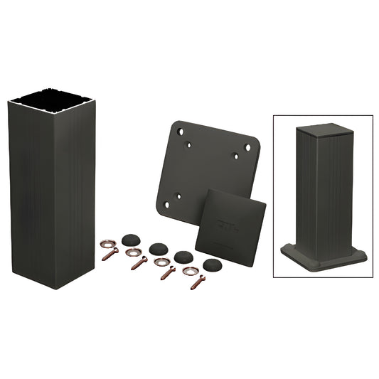 4x4 matte black aluminum post kit (SKU 4P42KBL) with base plate, cap, washers and bolt covers