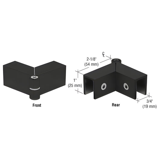 Matte black solid brass sleeve over glass clamp (SKU S0GC91MBL), adjustable 90 -180 , for 8-12mm frameless shower glass.