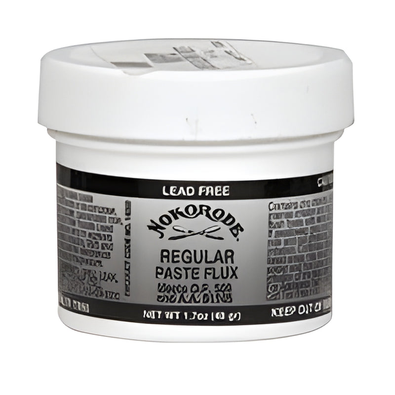 Nokorode NSP2 soldering paste flux tub, lead-free regular paste, white plastic 1.7 oz container.