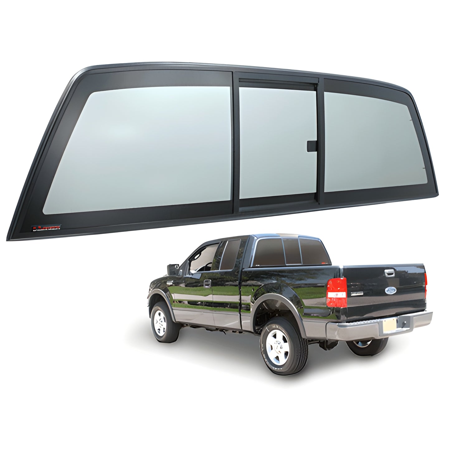 CRL ECT994S Tri-Vent rear slider for Ford F-150 (2004-2019), solar glass with bolt-in black frame