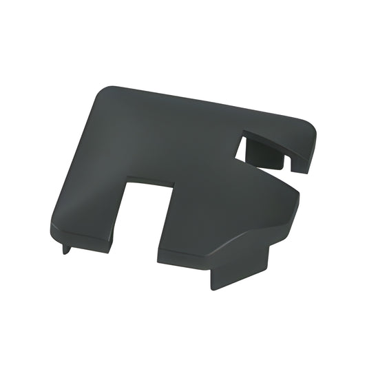 Matte black aluminum notched rectangular post top cap (SKU NC1LBL), slip-in finish piece for glass windscreens
