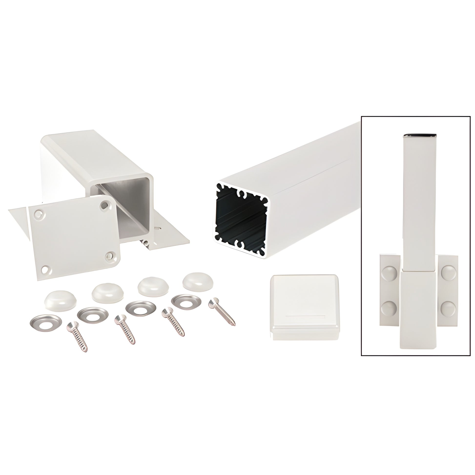 36-inch CRL fascia post kit (SKU 1FP36KW) sky white aluminum square post with fascia bracket, cap and hardware