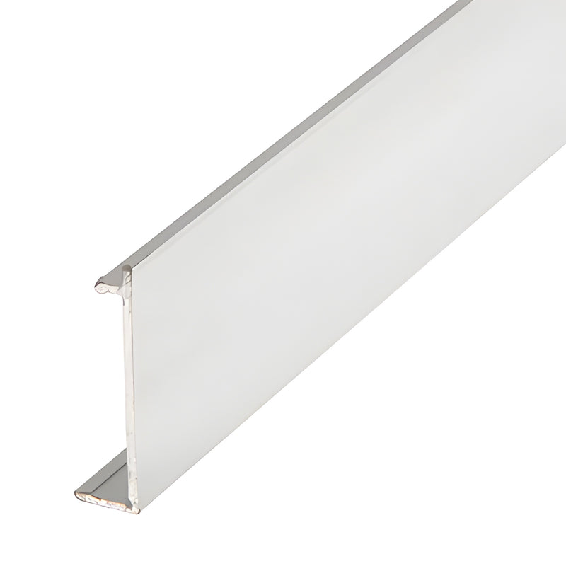 MGCSA satin anodized snap-on glazing cover, 10-ft aluminum channel replacement for tempered glass storefronts.