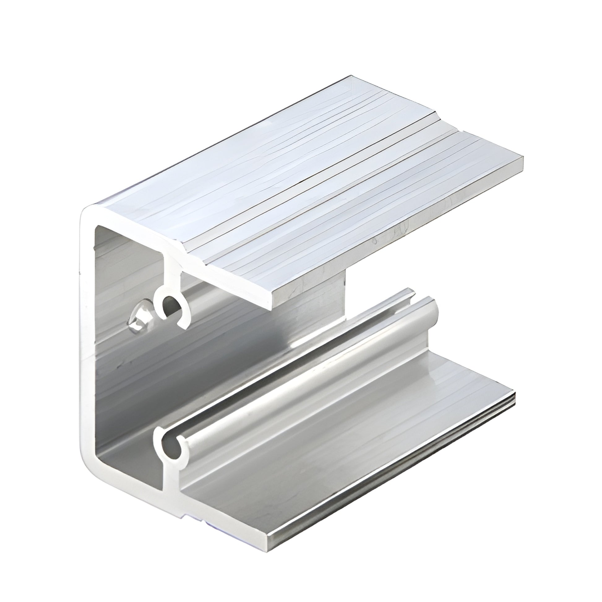 AP202 mill-finish horizontal mullion shear block, extruded aluminum part with mounting screw hole