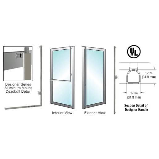 Brushed Stainless Right Hand Revers Door Handle with Keyed Access, Aluminum D-Shape Design