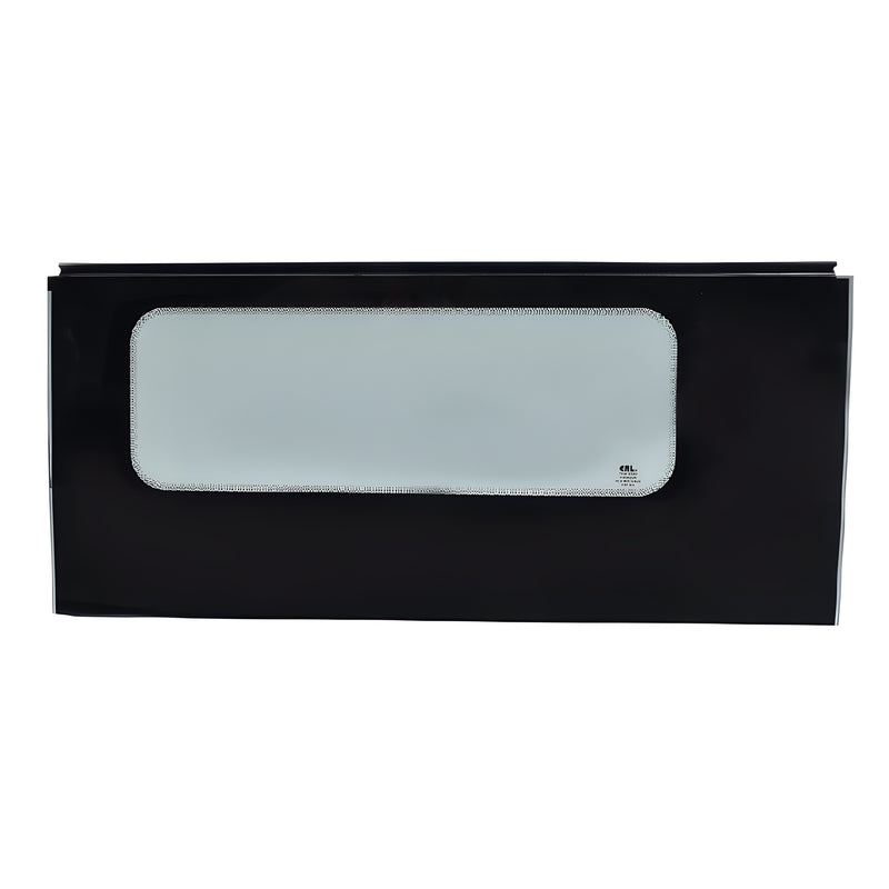 VENT621LB rear vent glass for 2007-2018 Dodge/Mercedes/Freightliner Sprinter vans, OEM-fit black surround.