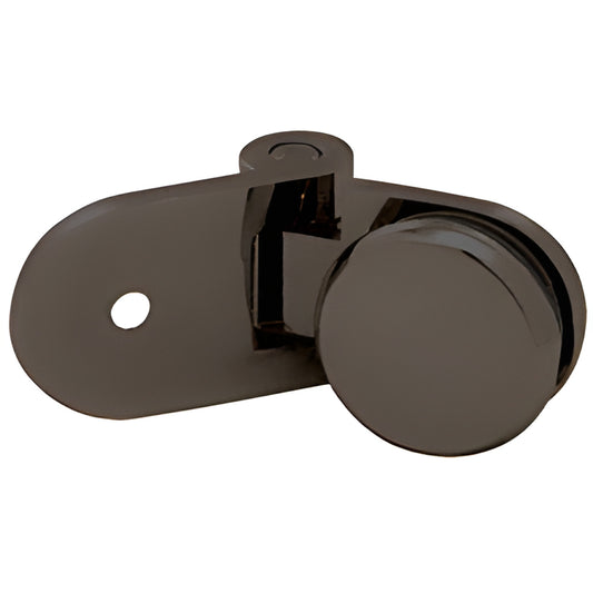 Oil-rubbed bronze bi-fold shower hinge with round pivot and mounting plate - SKU HYDH0370RB