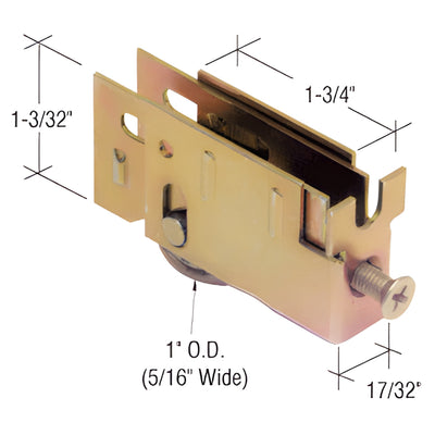 CRL 1" Steel Flat Roller Replacement for Sliding Glass Door